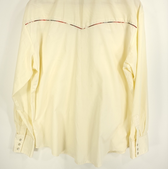 Vintage Van Cort Snap Front Western Shirt Men's XL Light Yellow Distressed - Picture 6 of 11